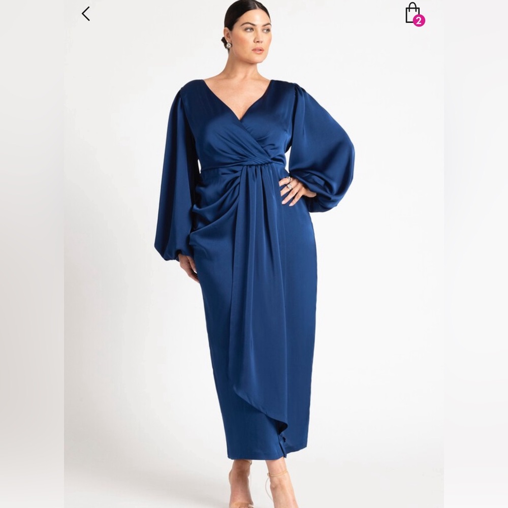 Satin Puff Sleeve Pleated Dress